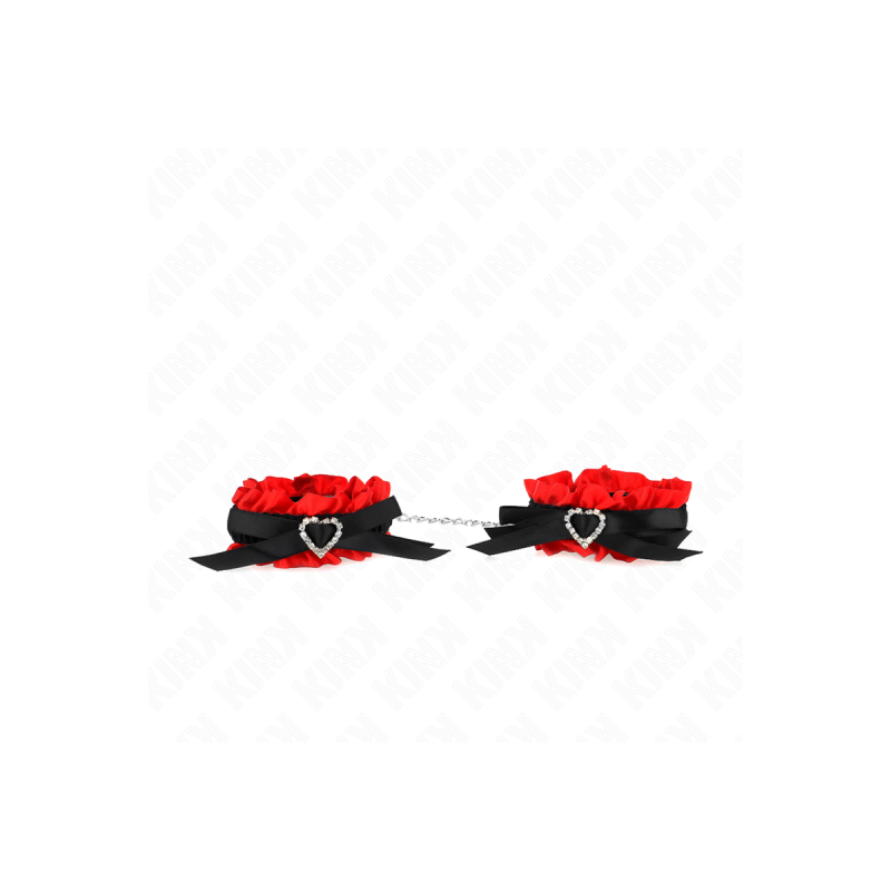 KINK - ATTENTES-POIGNETS ÉLASTIQUES EN DENTELLE DÉTAILS COEUR ROUGE R…