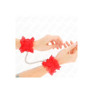 KINK - ATTENTES-POIGNETS ÉLASTIQUES EN DENTELLE ROUGE - KINK WRIST RE…