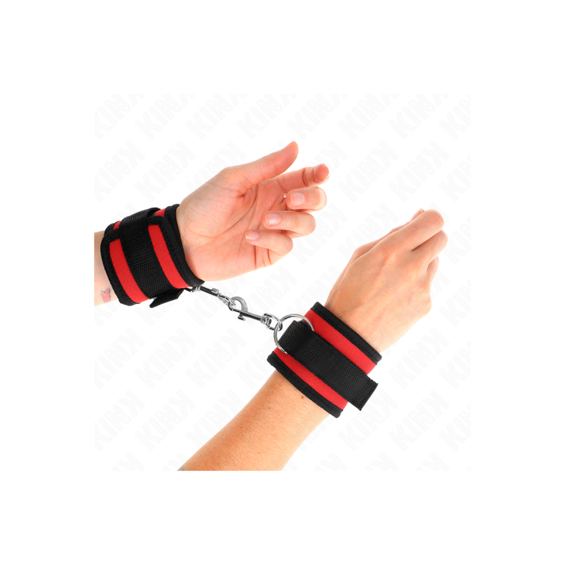 KINK - NYLON BIND-HANDHANDFESSELN MIT KLETTVERSCHLUSS ROT-SCHWARZ MOD…