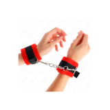 KINK - BEGINNER PELZHANDMANSCHETTEN SCHWARZ-ROT 30 X 7 CM - KINK WRIS…