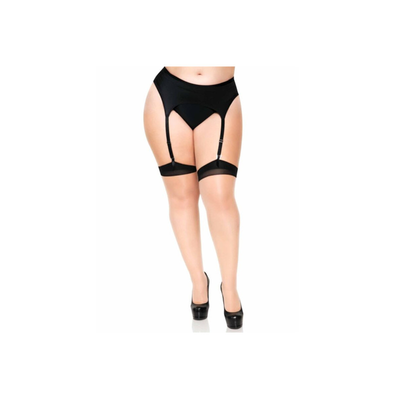 LEG AVENUE - PLUS LYCRA SHEER 2 TONE THIGH HIGH WITH BACKSEAM AND CUB…