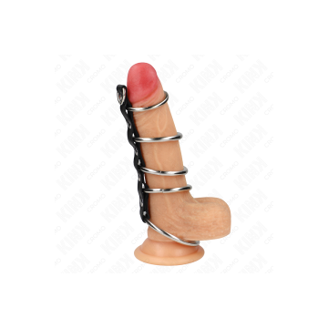 KINK - 5 METALL PENISRINGE 3,2 CM BIS 5 CM DURCH LEDER VERBUNDEN - KI…
