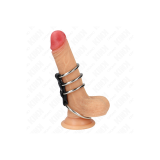 KINK - 4 METAL PENIS RINGS 3.7 CM TO 5 CM CONNECTED BY LEATHER - KINK…