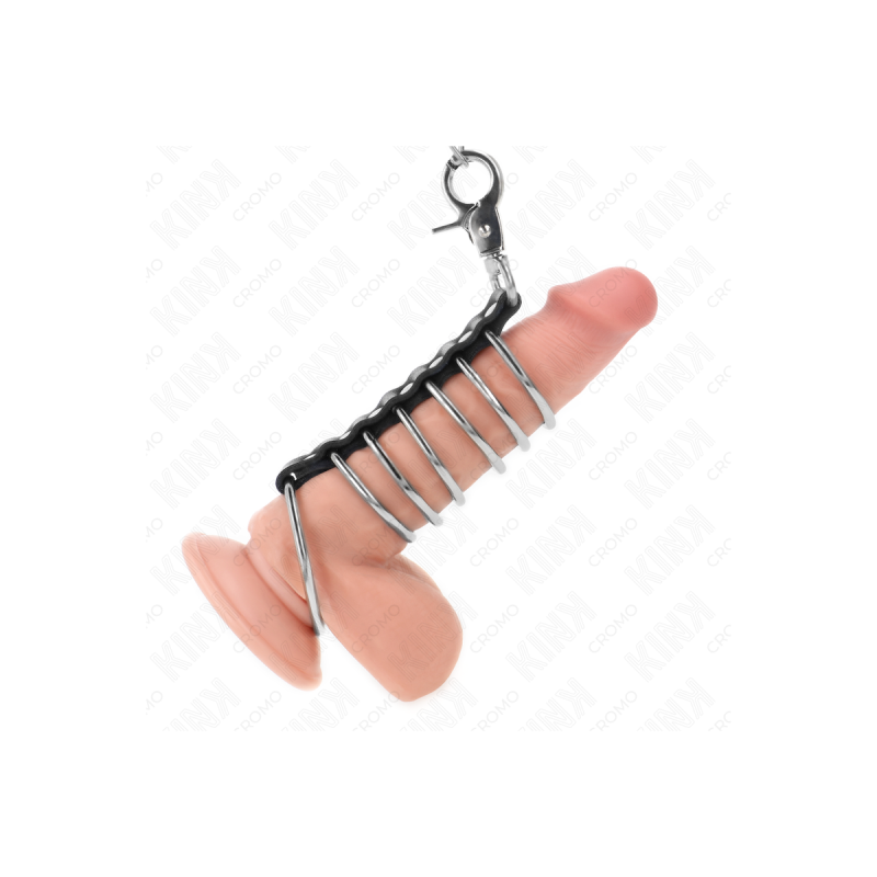 KINK - 7 ANNEAUX PÉNIS EN MÉTAL DE 3,8 CM À 5 CM CONNECTÉS AVEC DU CU…
