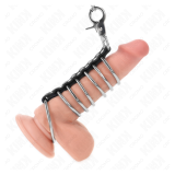 KINK - 7 ANILLOS PENE METAL 3.8 CM A 5 CM CONECTADOS CON POLIPIEL Y CADENA METAL 100 CM